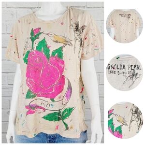 Magnolia Pearl Cotton Jersey "Abbeyrosa" T with Painted Splatter NWT! OS